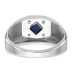 14k White Gold Mens Square Gemstone and Diamond Satin Ring Mounting, Mounting Only - Sophia Jewelers