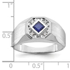 14k White Gold Mens Square Gemstone and Diamond Satin Ring Mounting, Mounting Only - Sophia Jewelers