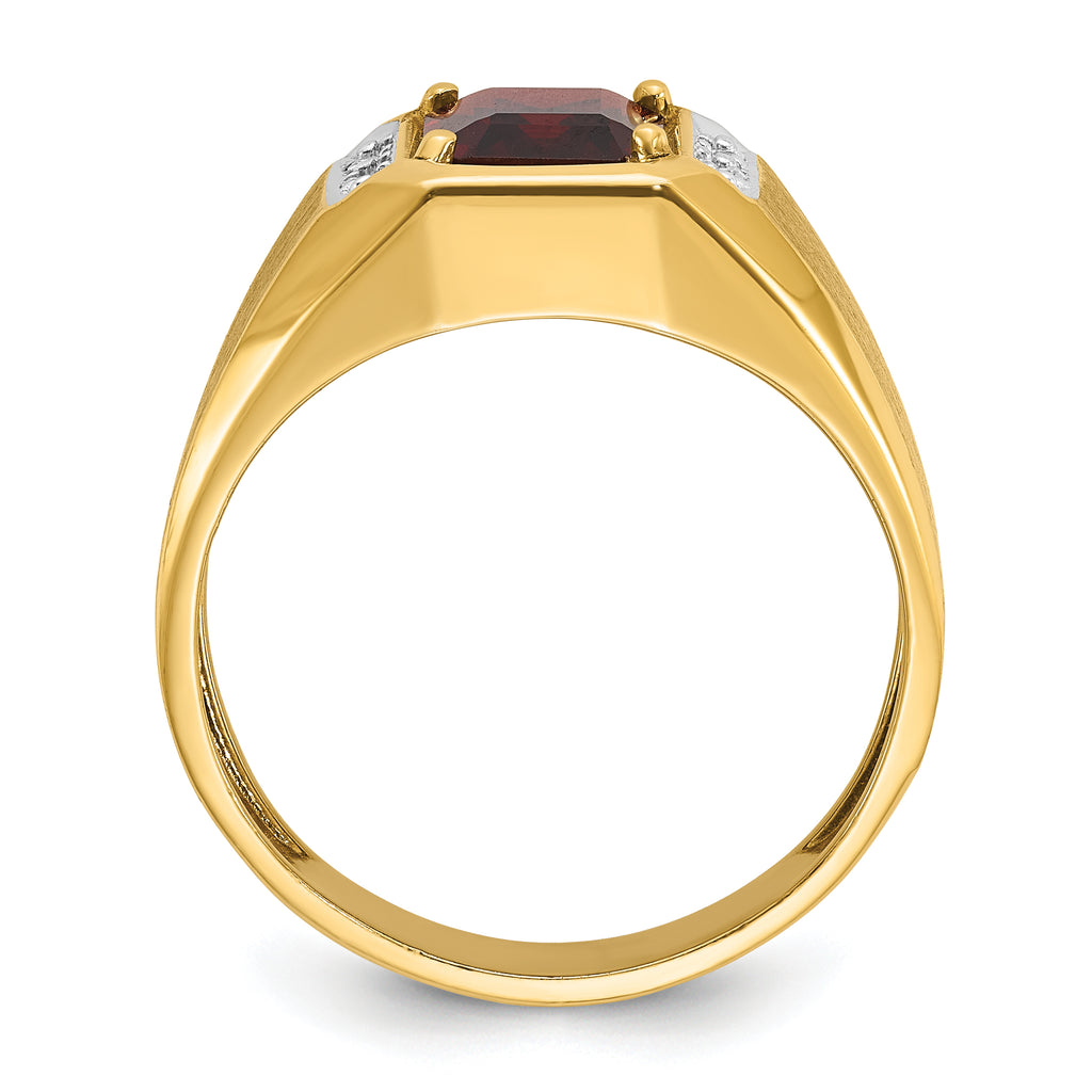 14k Mens Polished and Satin Octagon Gemstone and Diamond Ring Mounting, Mounting Only - Sophia Jewelers