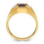 14k Mens Polished and Satin Octagon Gemstone and Diamond Ring Mounting, Mounting Only - Sophia Jewelers