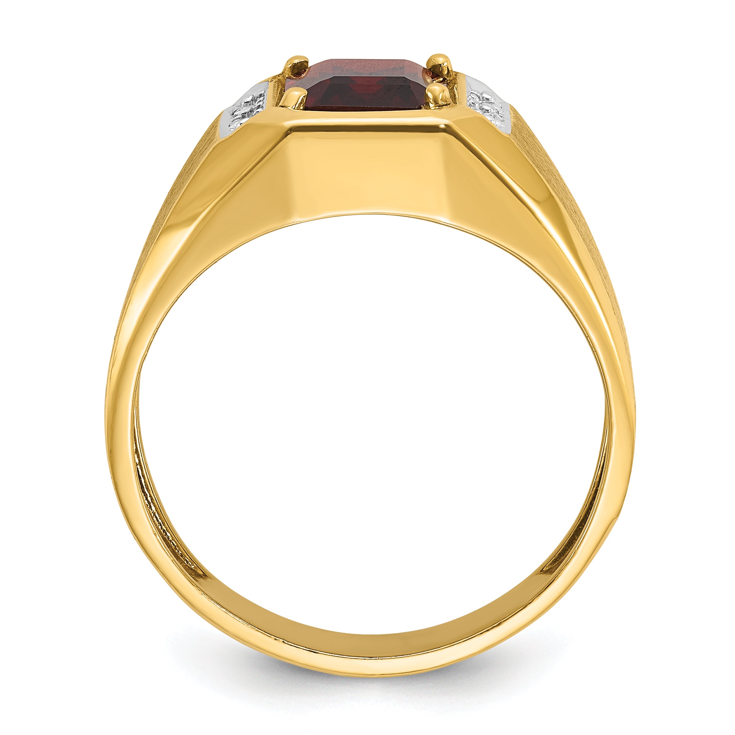 14k Mens Polished and Satin Octagon Gemstone and Diamond Ring Mounting, Mounting Only - Sophia Jewelers