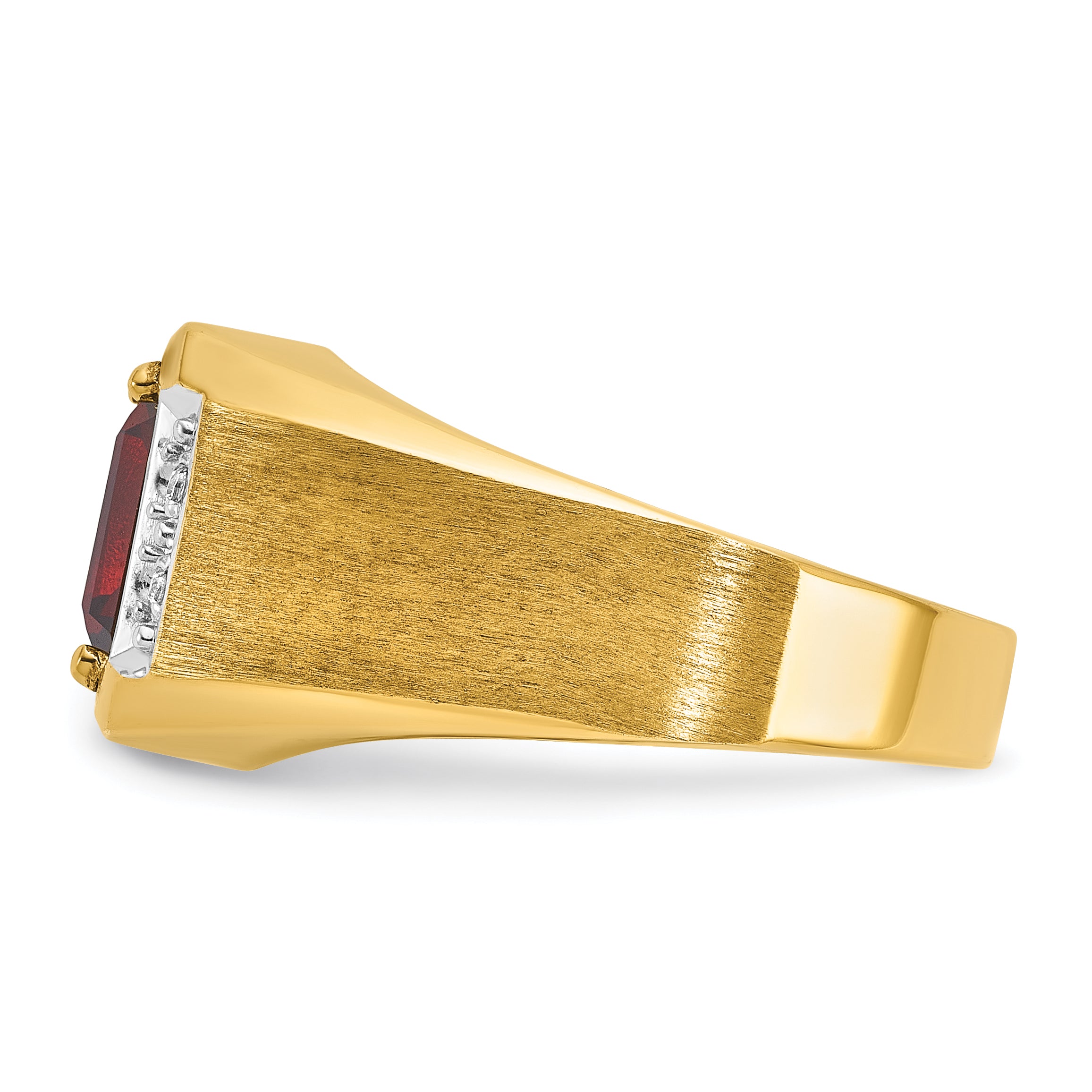 14k Mens Polished and Satin Octagon Gemstone and Diamond Ring Mounting, Mounting Only - Sophia Jewelers