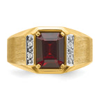 14k Mens Polished and Satin Octagon Gemstone and Diamond Ring Mounting, Mounting Only - Sophia Jewelers
