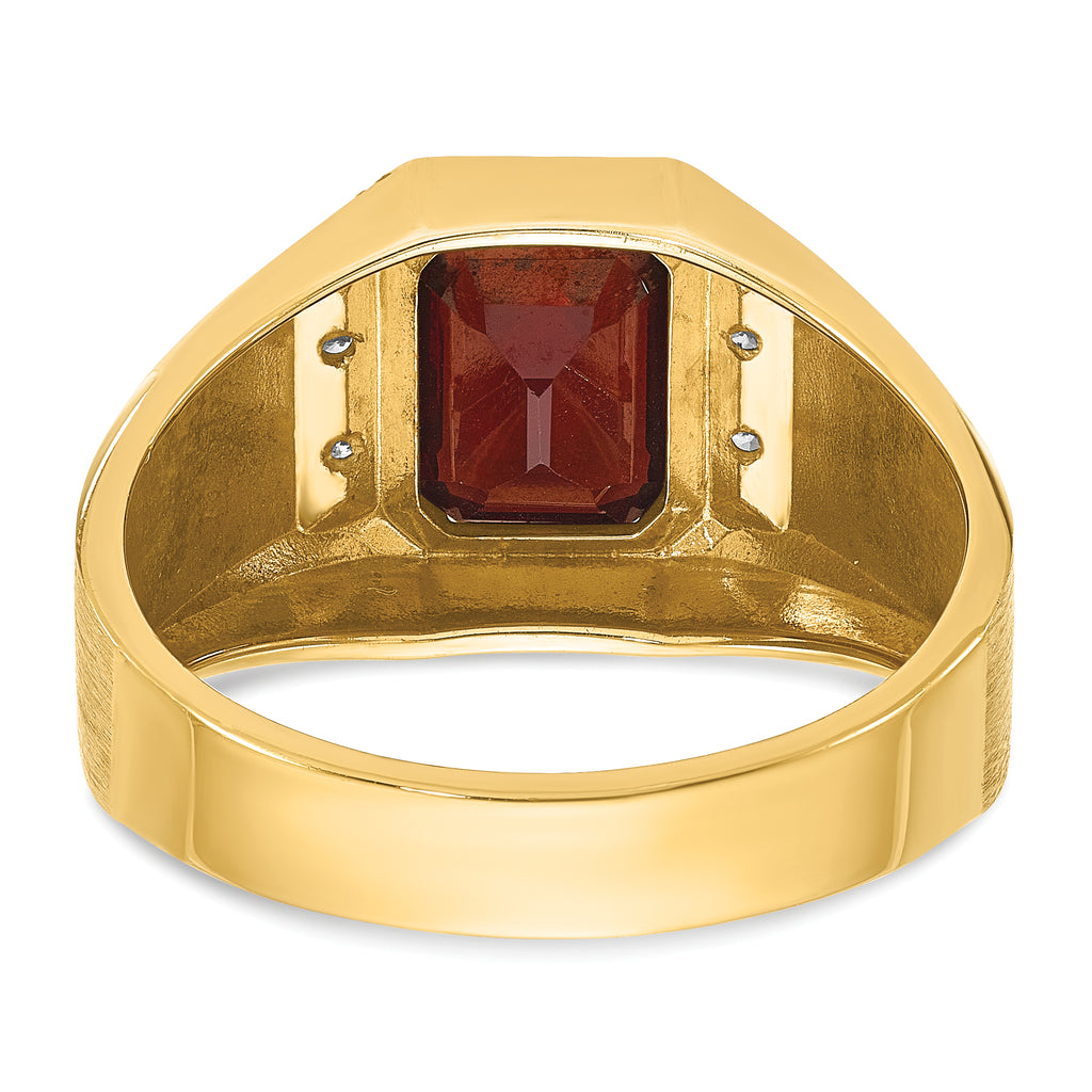 14k Mens Polished and Satin Octagon Gemstone and Diamond Ring Mounting, Mounting Only - Sophia Jewelers