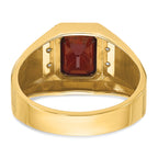 14k Mens Polished and Satin Octagon Gemstone and Diamond Ring Mounting, Mounting Only - Sophia Jewelers