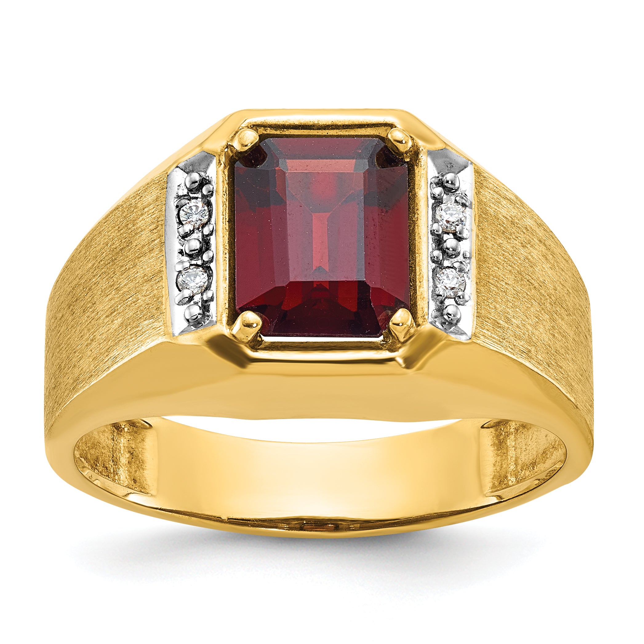 14k Mens Polished and Satin Octagon Gemstone and Diamond Ring Mounting, Mounting Only - Sophia Jewelers Main image