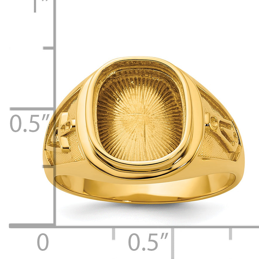 14k Men's Polished and Textured Blue Lodge Master Masonic Ring Mounting, Mounting Only - Sophia Jewelers