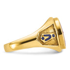 14k Men's Polished and Textured with Blue Enamel and Lab Created Ruby Blue Lodge Master Masonic Ring - Sophia Jewelers
