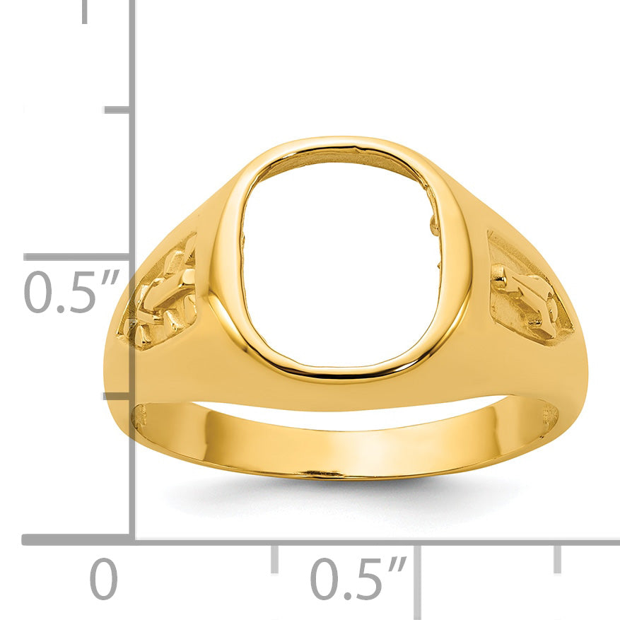 14k Men's Polished and Textured Blue Lodge Master Masonic Ring Mounting, Mounting Only - Sophia Jewelers