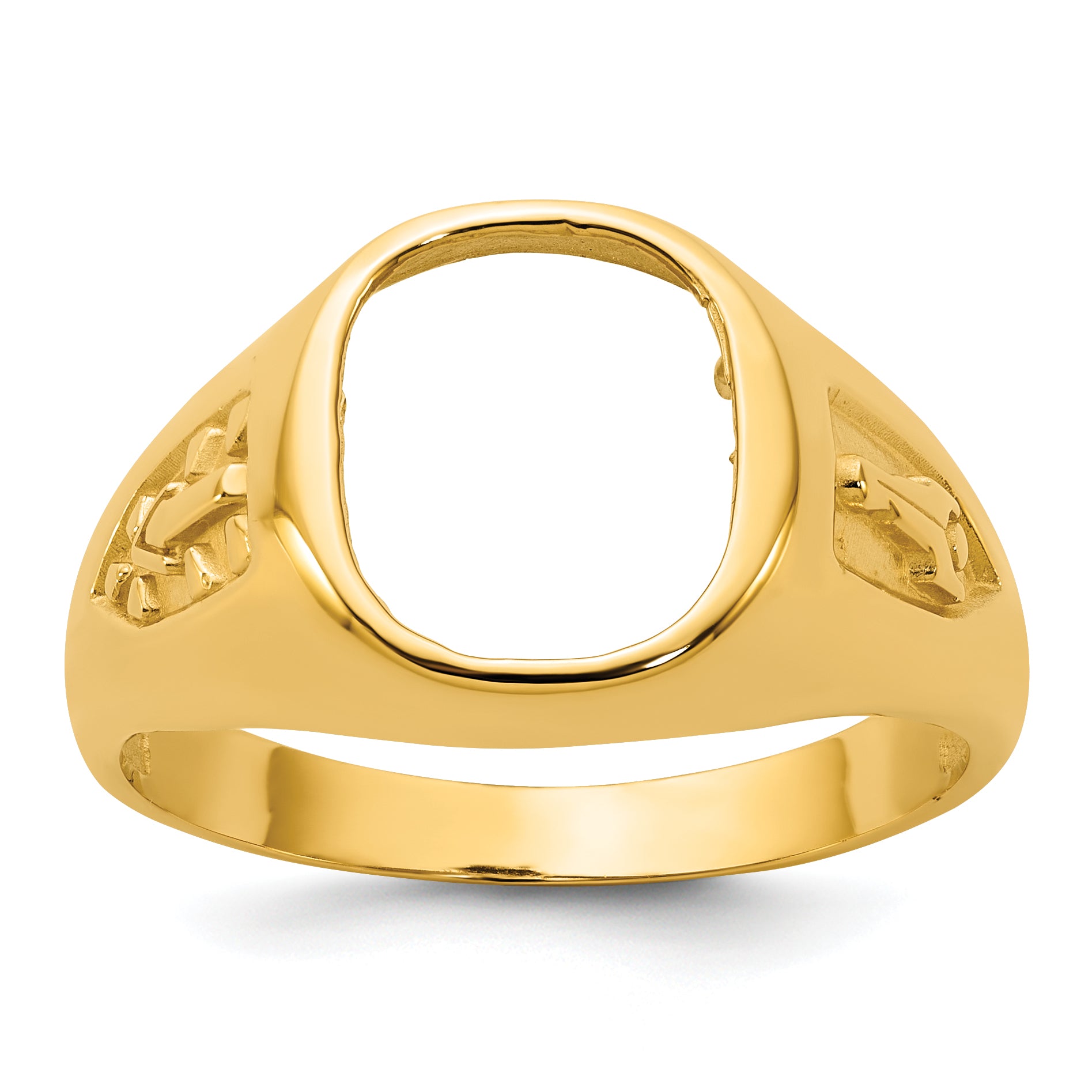 14k Men's Polished and Textured Blue Lodge Master Masonic Ring Mounting, Mounting Only - Sophia Jewelers