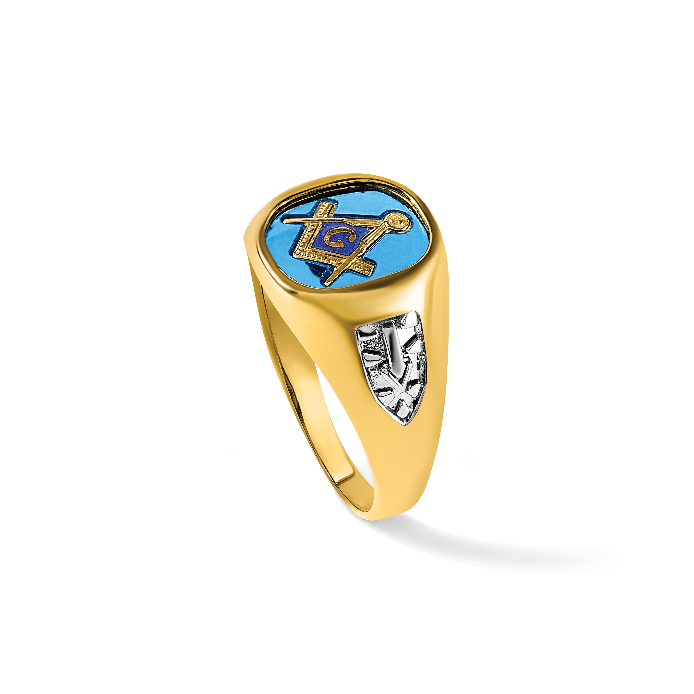 14k Men's Polished and Textured Blue Lodge Master Masonic Ring Mounting, Mounting Only - Sophia Jewelers