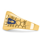 10k Men's Polished and Textured with Blue Enamel and Lab Created Sapphire Blue Lodge Master Masonic - Sophia Jewelers