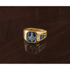 10k Men's Polished and Textured Blue Lodge Master Masonic Ring Mounting, Mounting Only - Sophia Jewelers