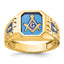 10k Men's Polished and Textured with Blue Enamel and Lab Created Sapphire Blue Lodge Master Masonic - Sophia Jewelers