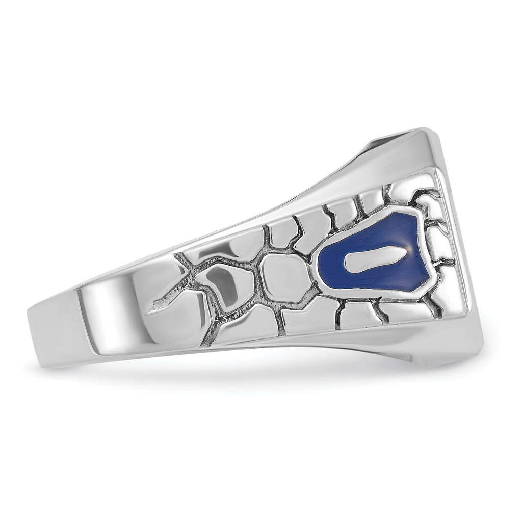 14k White Gold Men's Polished and Textured Blue Lodge Master Masonic Ring Mounting, Mounting Only - Sophia Jewelers