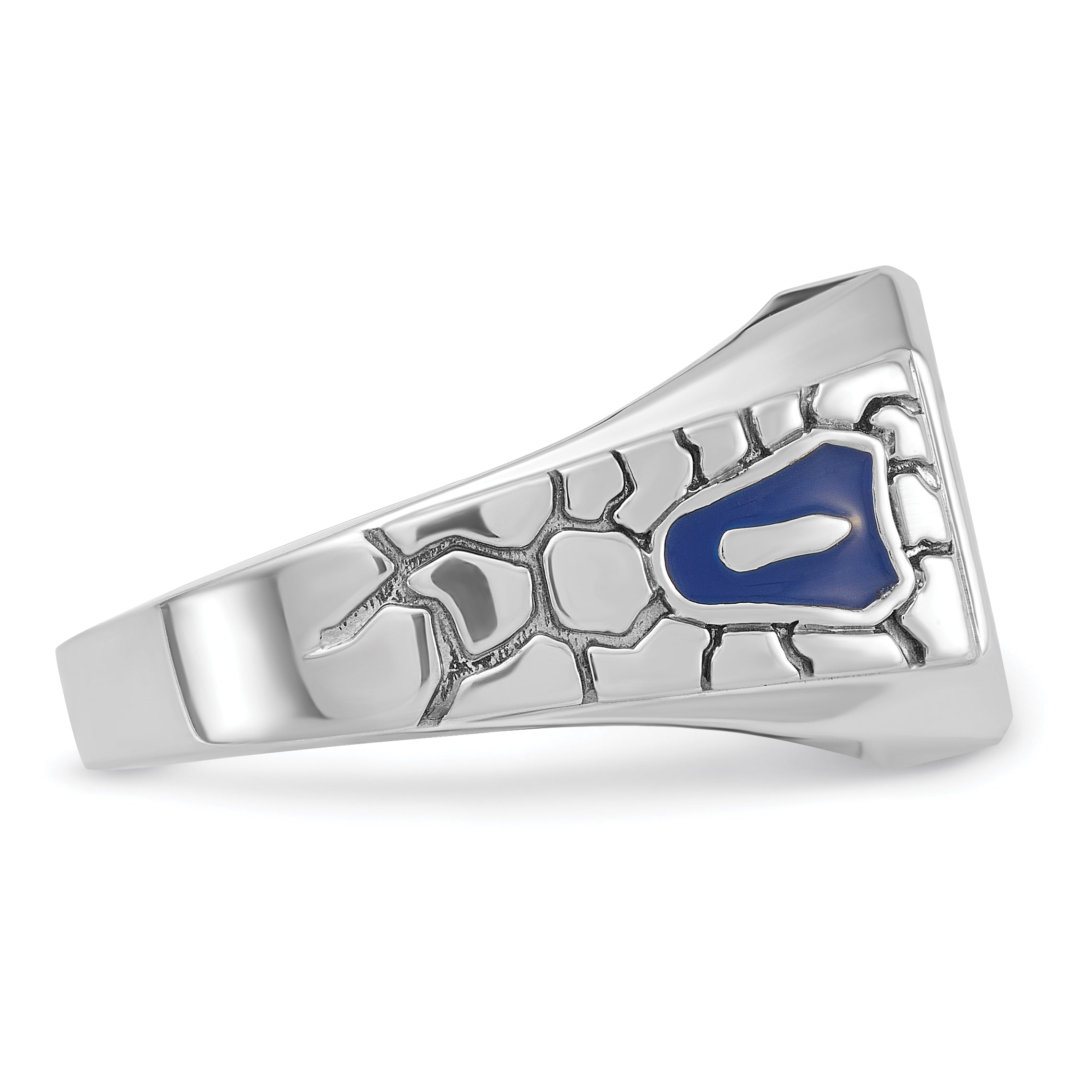 14k White Gold Men's Polished and Textured Blue Lodge Master Masonic Ring Mounting, Mounting Only - Sophia Jewelers