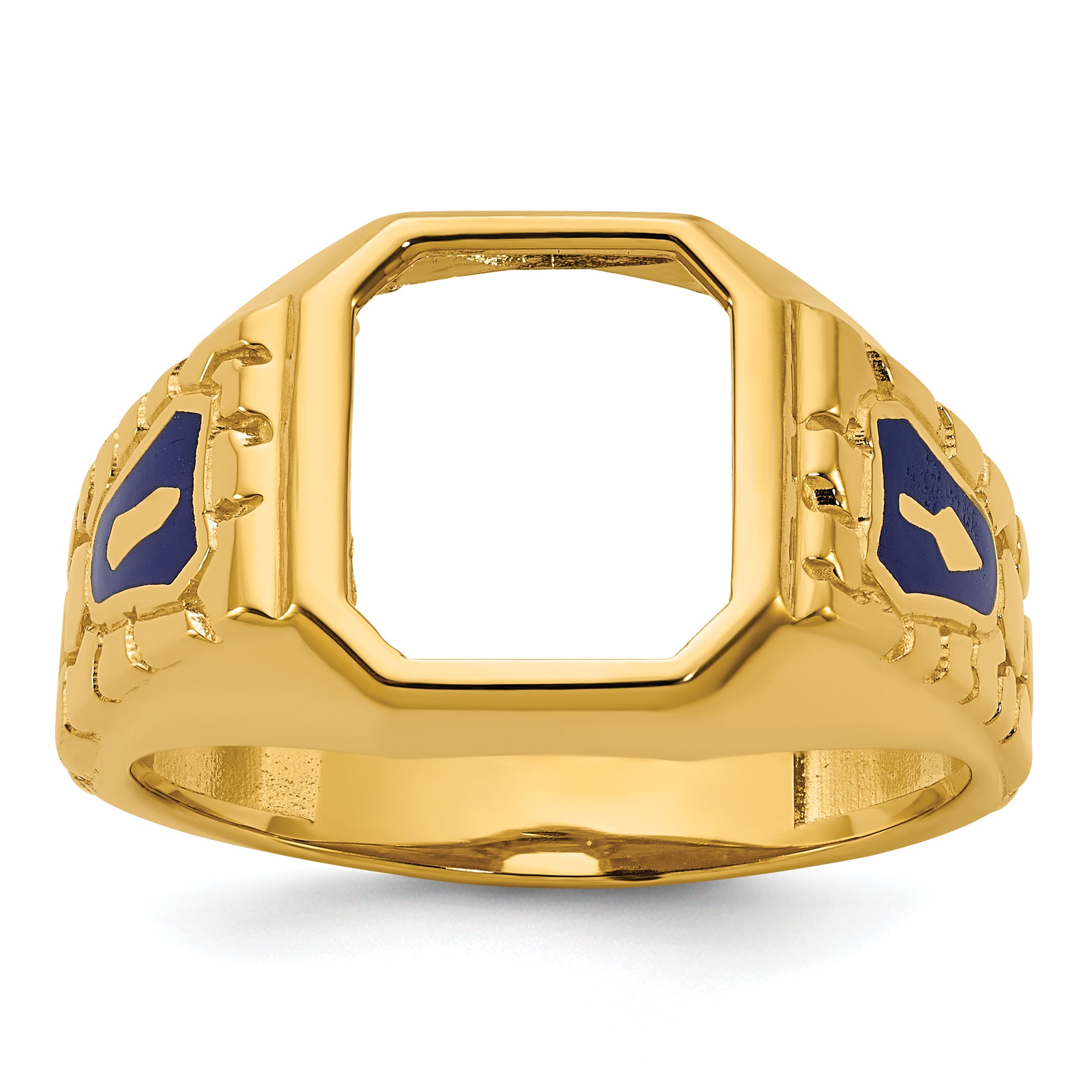 10k Men's Polished and Textured Blue Lodge Master Masonic Ring Mounting, Mounting Only - Sophia Jewelers