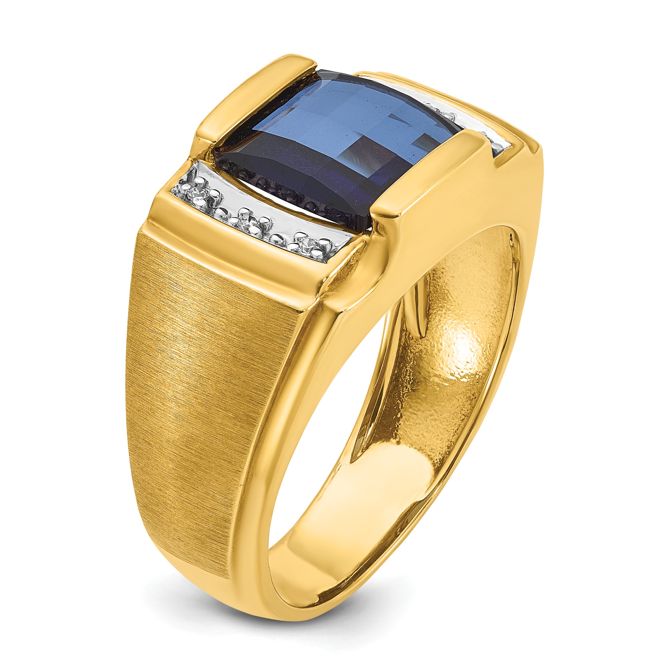 10k Men's Cr. Sapphire and Diamond Complete Ring