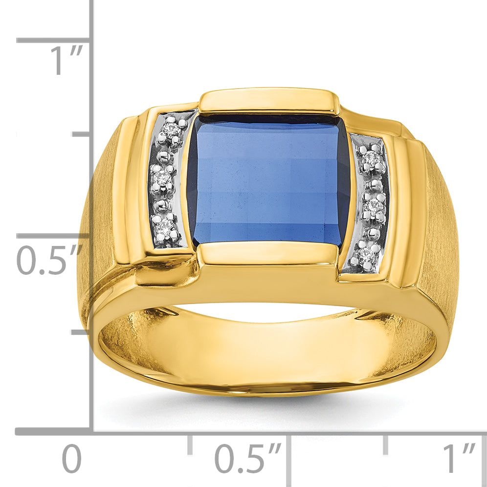 10k Men's Cr. Sapphire and Diamond Complete Ring