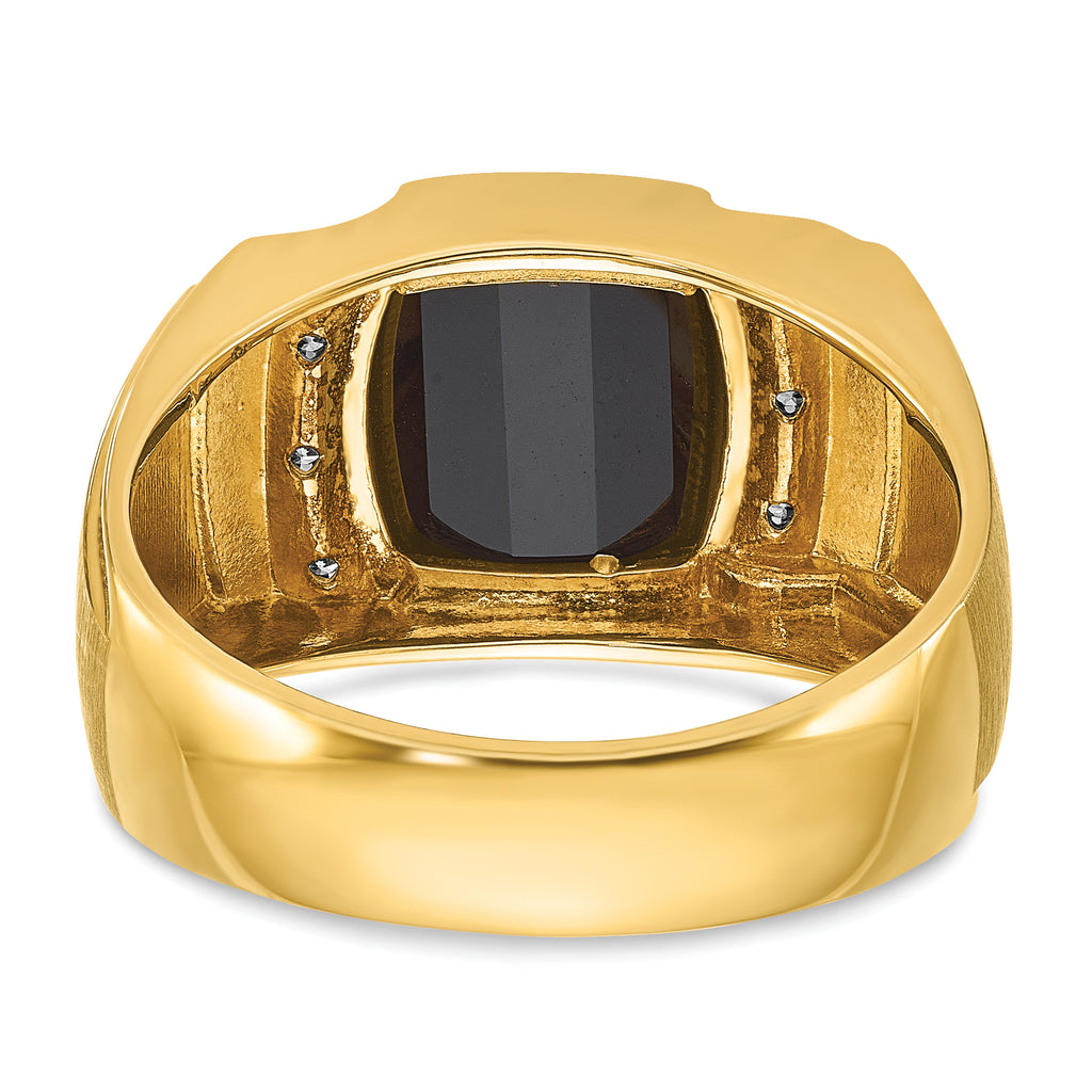 14k White Gold Mens Satin Barrel Onyx and Diamond Ring Mounting, Mounting Only - Sophia Jewelers