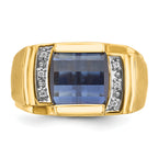 14k Mens Barrel Gemstone and Diamond Ring Mounting, Mounting Only - Sophia Jewelers