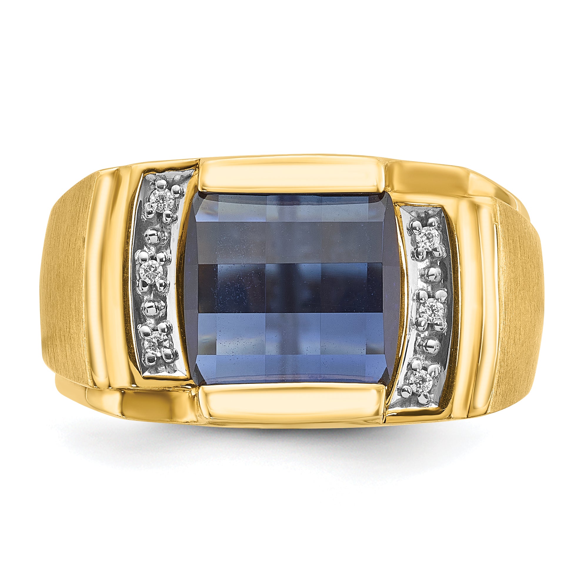 14k Mens Barrel Gemstone and Diamond Ring Mounting, Mounting Only - Sophia Jewelers