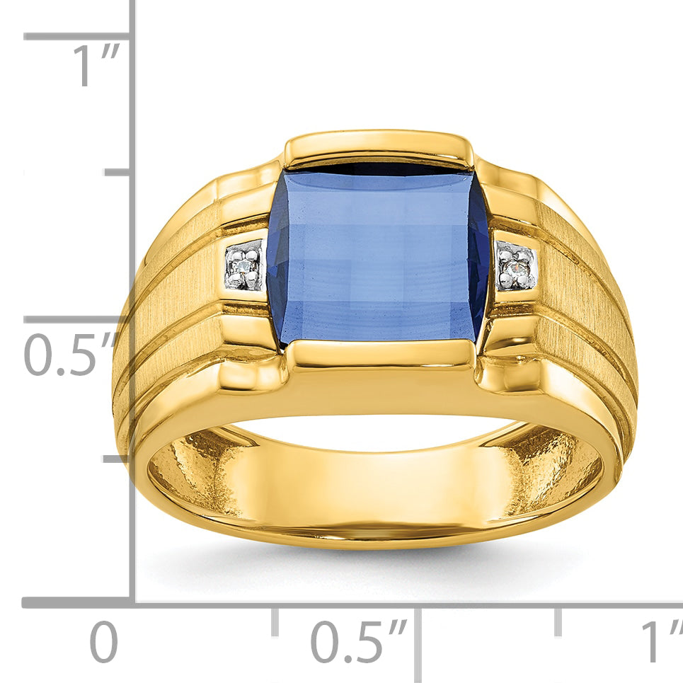 14k Mens Barrel Gemstone and Diamond Ring Mounting, Mounting Only - Sophia Jewelers