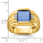 14k Mens Barrel Gemstone and Diamond Ring Mounting, Mounting Only - Sophia Jewelers