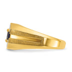 14k Mens Octagon Gemstone and Diamond Satin Ring Mounting, Mounting Only - Sophia Jewelers
