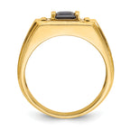 10k Men's Cr.Sapphire and Diamond Satin Complete Ring