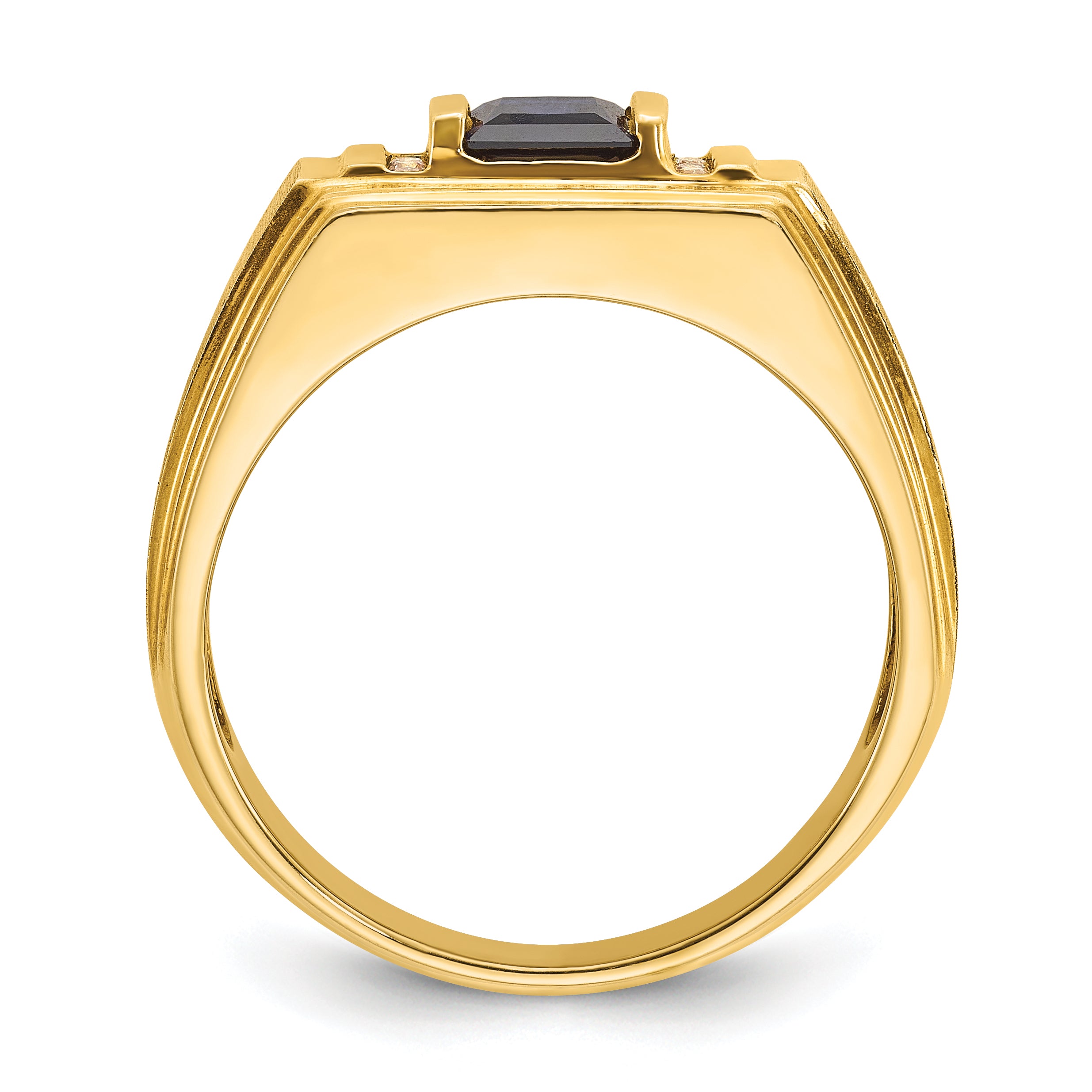 10k Men's Cr.Sapphire and Diamond Satin Complete Ring