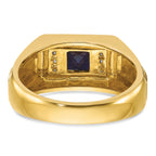 10k Men's Cr.Sapphire and Diamond Satin Complete Ring