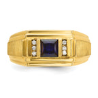14k Mens Square Gemstone and Diamond Satin Ring Mounting, Mounting Only - Sophia Jewelers