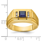 14k Mens Square Gemstone and Diamond Satin Ring Mounting, Mounting Only - Sophia Jewelers