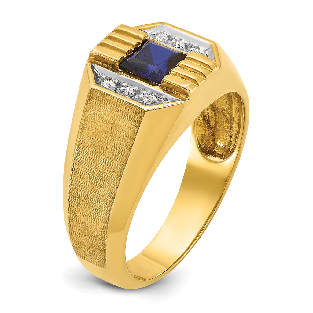 14k Mens Square Gemstone and Diamond Satin Ring Mounting, Mounting Only - Sophia Jewelers