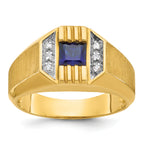 14k Mens Square Gemstone and Diamond Satin Ring Mounting, Mounting Only - Sophia Jewelers