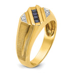 14k Mens Square Lab Created Sapphire and Diamond Satin Complete Ring - Sophia Jewelers