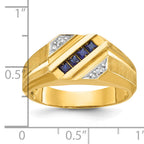14k Mens Square Lab Created Sapphire and Diamond Satin Complete Ring - Sophia Jewelers