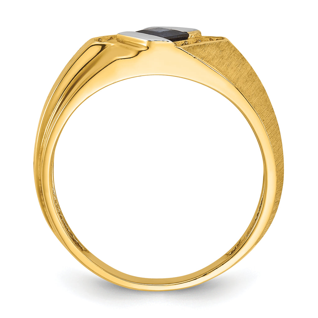 10k Men's Cr.Sapphire and Diamond Satin Complete Ring