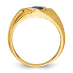 10k Men's Cr.Sapphire and Diamond Satin Complete Ring