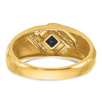 10k Men's Cr.Sapphire and Diamond Satin Complete Ring