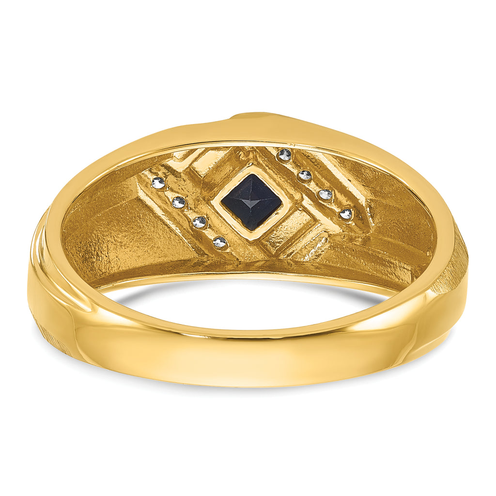 14k Mens Square Gemstone and Diamond Satin Ring Mounting, Mounting Only - Sophia Jewelers