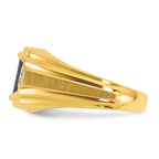 14k Mens Polished and Satin Barrel Gemstone and Diamond Ring Mounting, Mounting Only - Sophia Jewelers