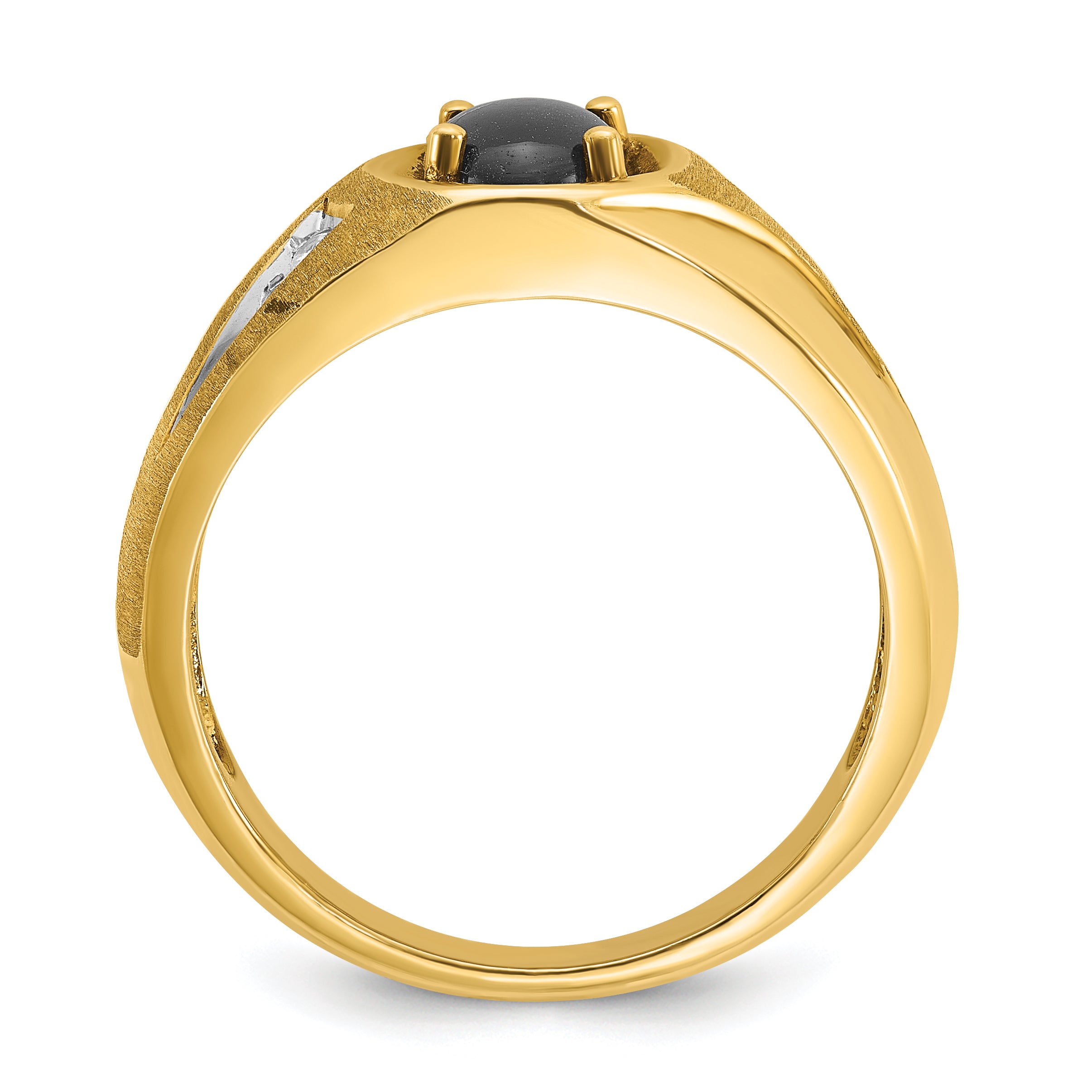 10k Men's Satin Black Star Sapphire and Diamond Complete Ring