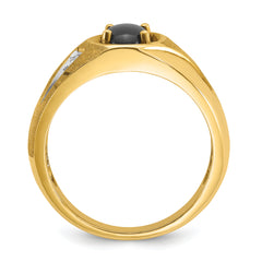 10k Men's Satin Black Star Sapphire and Diamond Complete Ring