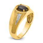 10k Men's Satin Black Star Sapphire and Diamond Complete Ring