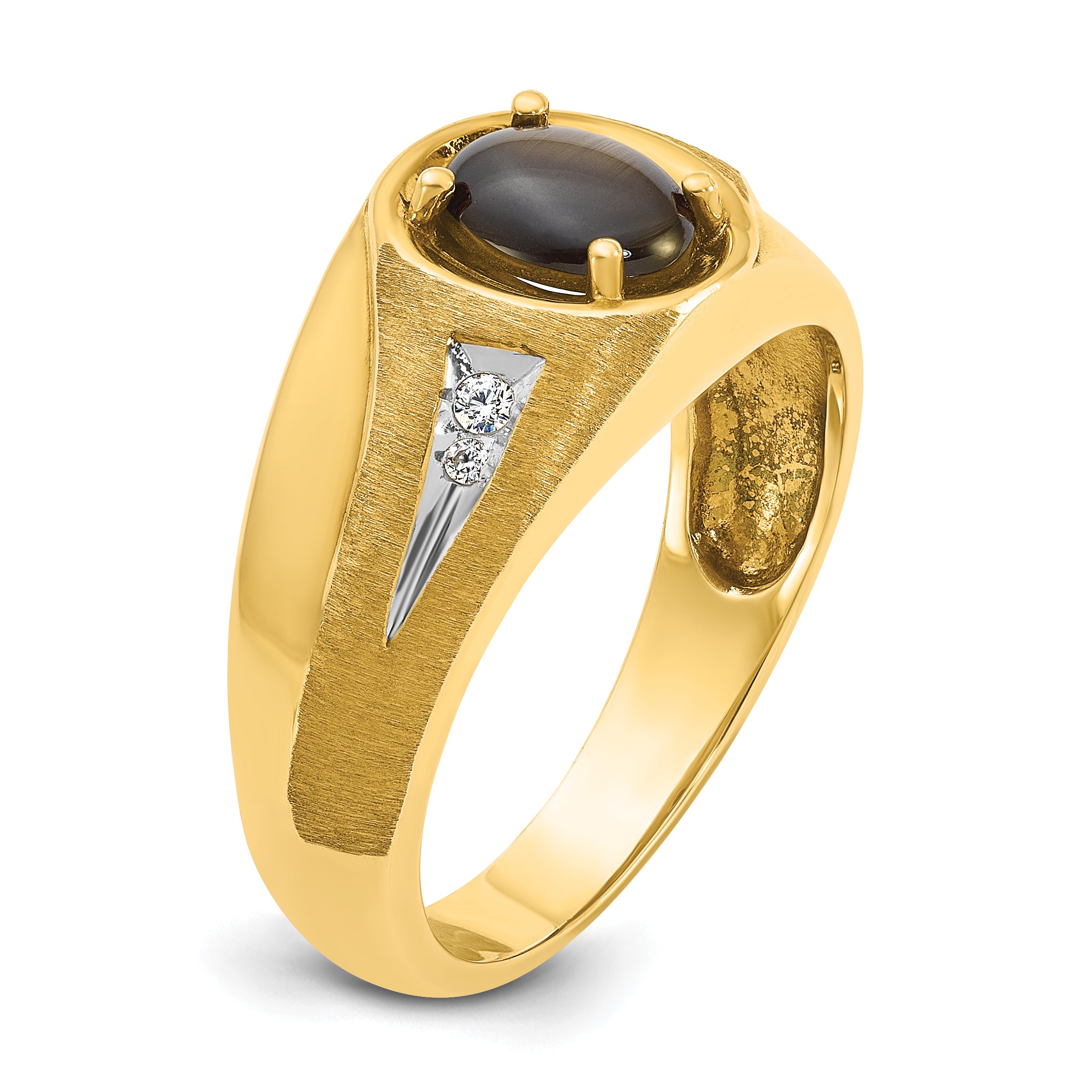 10k Men's Satin Black Star Sapphire and Diamond Complete Ring