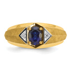 14k Mens Oval Gemstone and Diamond Satin Ring Mounting, Mounting Only - Sophia Jewelers