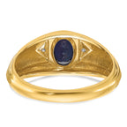 14k Mens Oval Gemstone and Diamond Satin Ring Mounting, Mounting Only - Sophia Jewelers