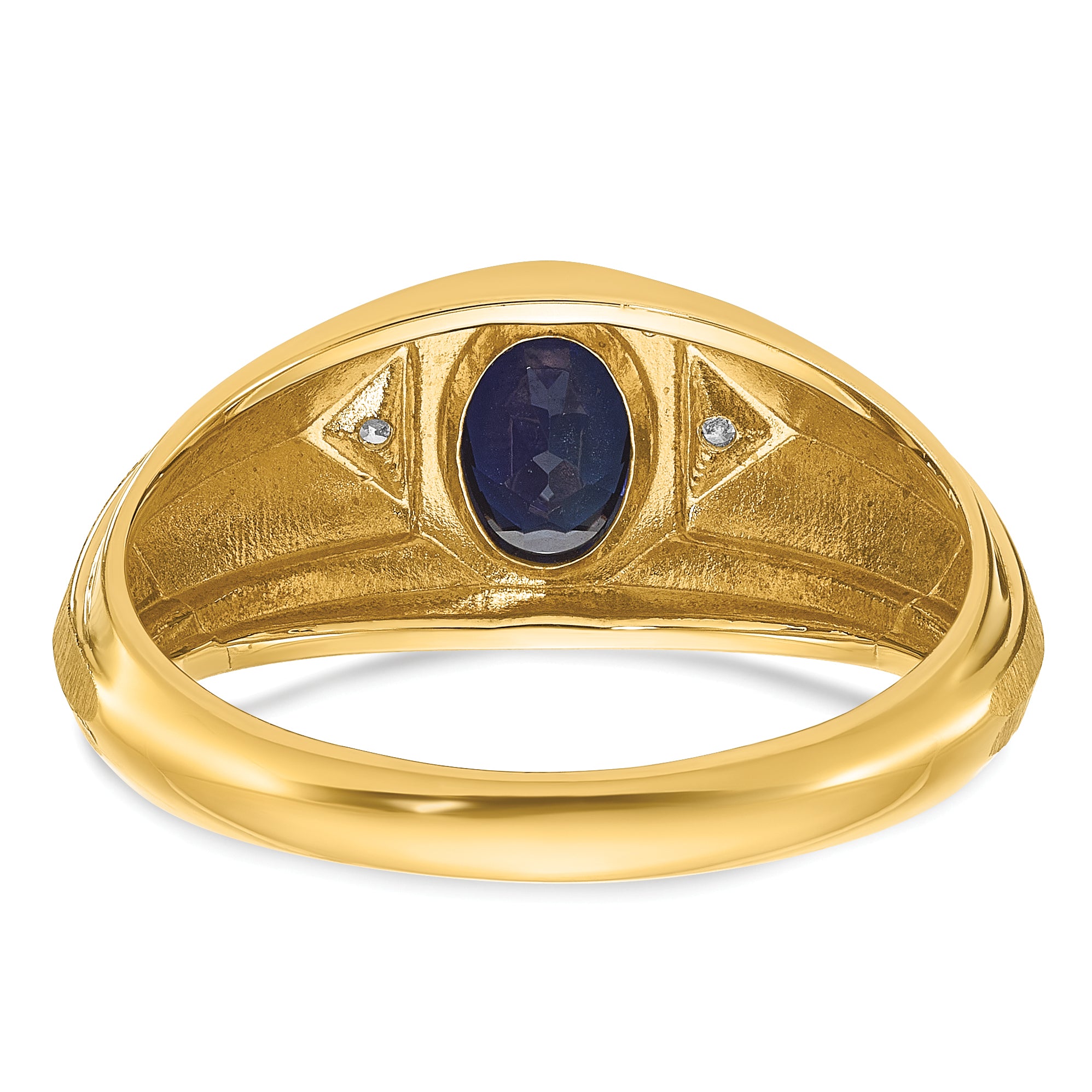 14k Mens Oval Gemstone and Diamond Satin Ring Mounting, Mounting Only - Sophia Jewelers